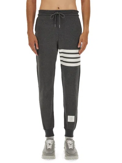 Thom Browne Classic Cotton Fleece Pants In Gray