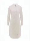 Thom Browne Classic Cotton Midi Dress With Button-down Front In Neutral