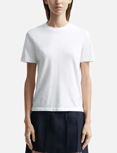 Thom Browne Classic Cotton Pique Relaxed Fit Center Back Stripe Short Sleeve T-shirt In White