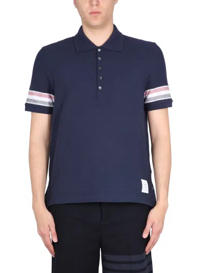 Thom Browne Classic Cotton Polo With Classic Collar For Men In Blue