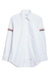 Thom Browne Oxford Grosgrain Long-sleeved Shirt In White