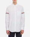 Thom Browne Long-sleeve Cotton Shirt With Striped Accents In White