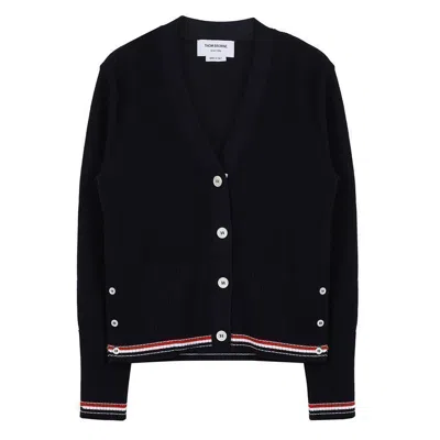 Thom Browne Classic Cotton V-neck Cardigan In Black