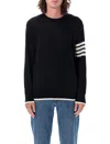 Thom Browne Man Sweater Midnight Blue Size 5 Virgin Wool In Black