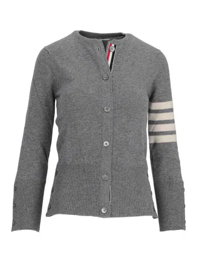 Thom Browne Classic Crewneck Cardigan In Cashmere In Gris