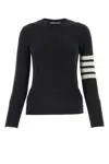 Thom Browne Crew Neck Wool Sweater With Striped Sleeves