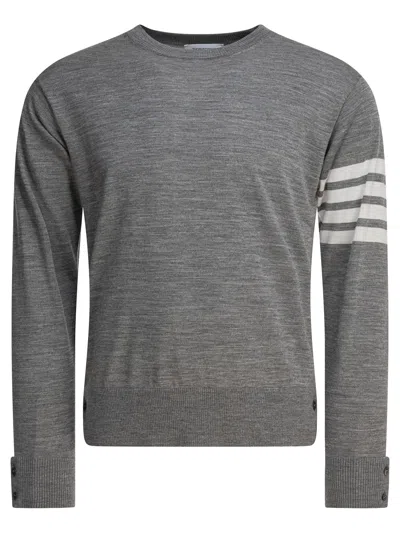 THOM BROWNE THOM BROWNE CLASSIC CREWNECK PULLOVER W/ 4 BAR SLEEVE IN FINE MERINO WOOL
