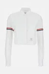 Thom Browne Classic Cropped Round Collar Shirt In White