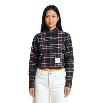 Thom Browne Classic Cropped Round Collar Shirt Women In Purple