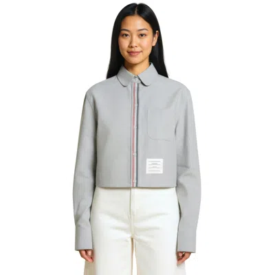 Thom Browne Classic Cropped Round Collar Top Women In Neutral