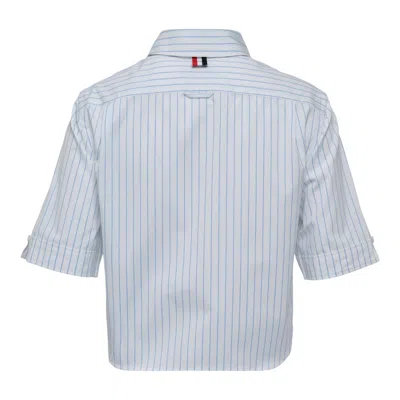 Thom Browne Classic Cropped Short Sleeve Top In Blue