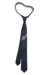 Thom Browne Classic Engineered Stripe Silk Tie In Blue