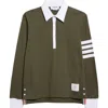 Thom Browne Classic Fit 4-bar Long Sleeve Rugby Polo In Green