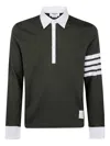 Thom Browne Classic Fit Long Sleeve Rugby In Med Weight Jersey With En In Green