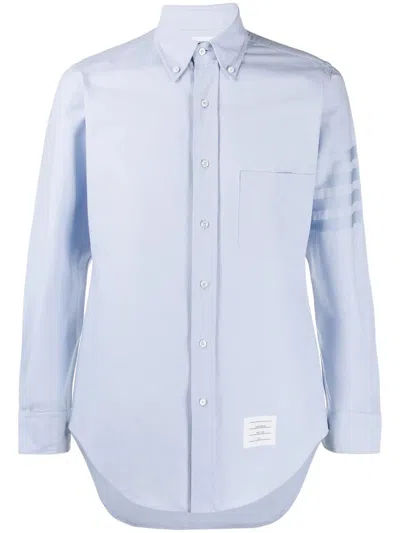 THOM BROWNE THOM BROWNE CLASSIC FIT SHIRT W/ 4 BAR IN OXFORD SATIN WEAVE