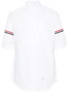 Thom Browne Stripe Armband Short Sleeve Oxford Shirt In White