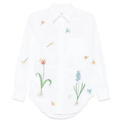 Thom Browne Classic Flowers And Buds Shirt Women In White