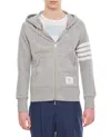 Thom Browne Mens Light Grey Striped Brand-patch Cotton-jersey Hoody