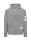 Thom Browne 4-bar Zip-up Hoodie In Gray