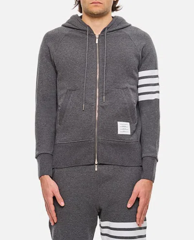 THOM BROWNE CLASSIC FULL ZIP HOODIE IN CLASSIC LOOPBACK W/ ENGINEERED 4 BAR