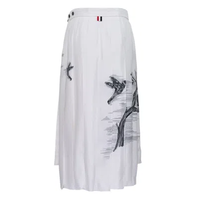 Thom Browne Classic Knee Drop Back Pleated Skirt Women In White