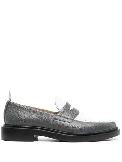 Thom Browne Classic Lightweight Penny Loafers In Grey