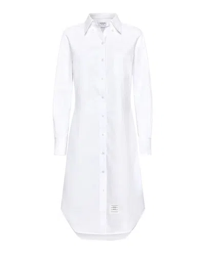 Thom Browne Classic Long Sleeve Button Down Point Collar Shirt Dress In Oxford With Gg Loop