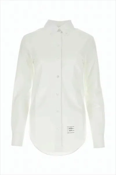 THOM BROWNE CLASSIC LONG-SLEEVE BUTTON-UP SHIRT WITH POINTED COLLAR