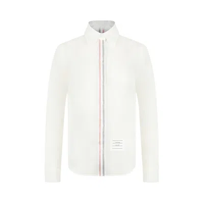 Pre-owned Thom Browne Classic Long-sleeve Point Collar Shirt In Silk Organza 'white' | Women's Size 42
