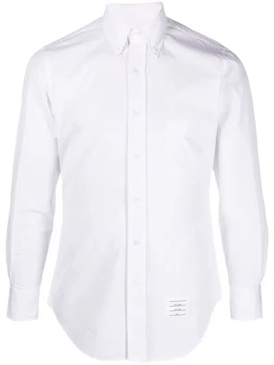 Thom Browne Classic L/s Bd Pc Shirt W/ Cf Gg Placket In Solid Poplin In White