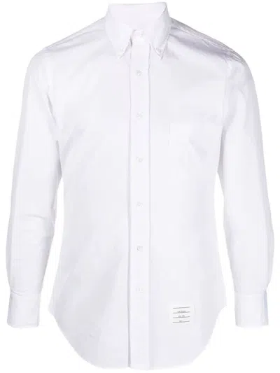 Thom Browne Classic Long Sleeves Shirt With Cf Gg Placket In Solid Poplin Clothing In White