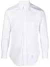 THOM BROWNE CLASSIC LONG SLEEVES SHIRT WITH CF GG PLACKET IN SOLID POPLIN