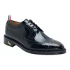 Thom Browne Black Spazzolato Leather Longwing Brogues In Multi