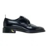 Thom Browne Black Spazzolato Leather Longwing Brogues In Multi