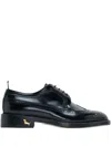 Thom Browne Black Spazzolato Leather Longwing Brogues In Black