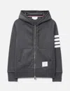 Thom Browne Classic Loopback 4-bar Full Zip Hoodie In Gray