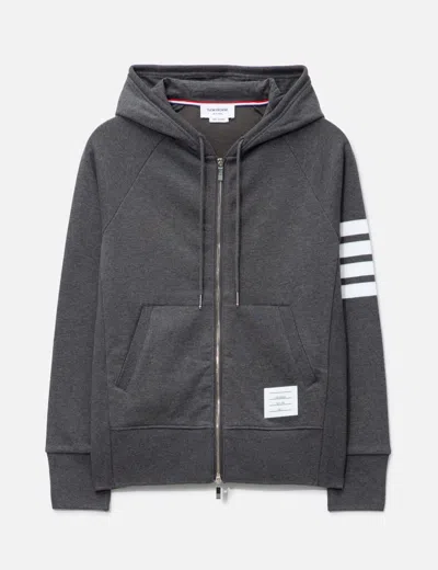 Thom Browne Classic Loopback 4-bar Full Zip Hoodie In Gray