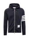 Thom Browne Mens Navy Four-bar Zipped Cotton-jersey Hoody In Blu