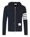 Thom Browne 4-bar Zip-up Hoodie In Blue