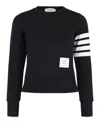 Thom Browne Fitted Long-sleeve Cotton Top With Ribbed Cuffs In Black