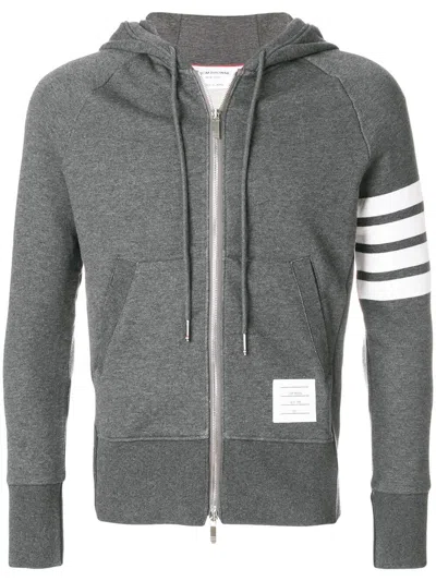 Thom Browne 4-bar Zip-up Hoodie In Classic Loopback In Gray