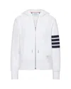 Thom Browne Classic Loopback 4-bar Zip Up Hoodie In White