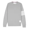 Thom Browne Classic Sweatshirt In Classic Loopback With Engineered 4 Bar In Gray