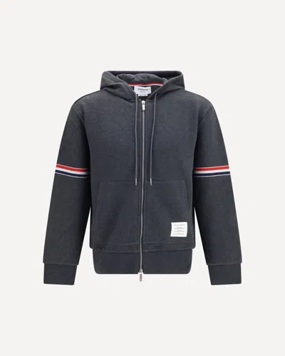 Thom Browne Classic Loopback 4-bar Zip-up Hoodie In Gray