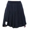 Thom Browne Pleated Loopback Cotton Mini Skirt In Blue