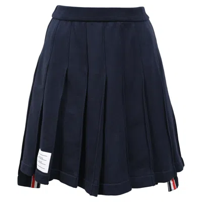 Thom Browne Classic Loopback Pleated Mini Skirt In Navy Blue Cotton