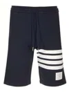 Thom Browne Navy Blue Loopback Cotton Sweatshorts In Blue