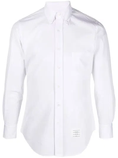 THOM BROWNE THOM BROWNE CLASSIC L/S BD PC SHIRT W/ CF GG PLACKET IN SOLID POPLIN