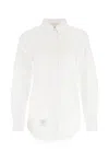 Thom Browne Classic Ls Point Collar Buttondown Shirt With Grosgrain Packet In Solid Poplin In White