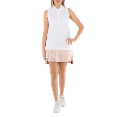 Thom Browne Mini White And Orange Polo Dress In Cotton Woman